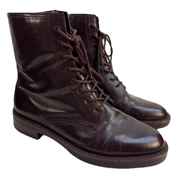 Coach Womens Edison Leather Boots Chestnut Brown sz 9.5 B Side Zipper VG Used - Picture 1 of 14